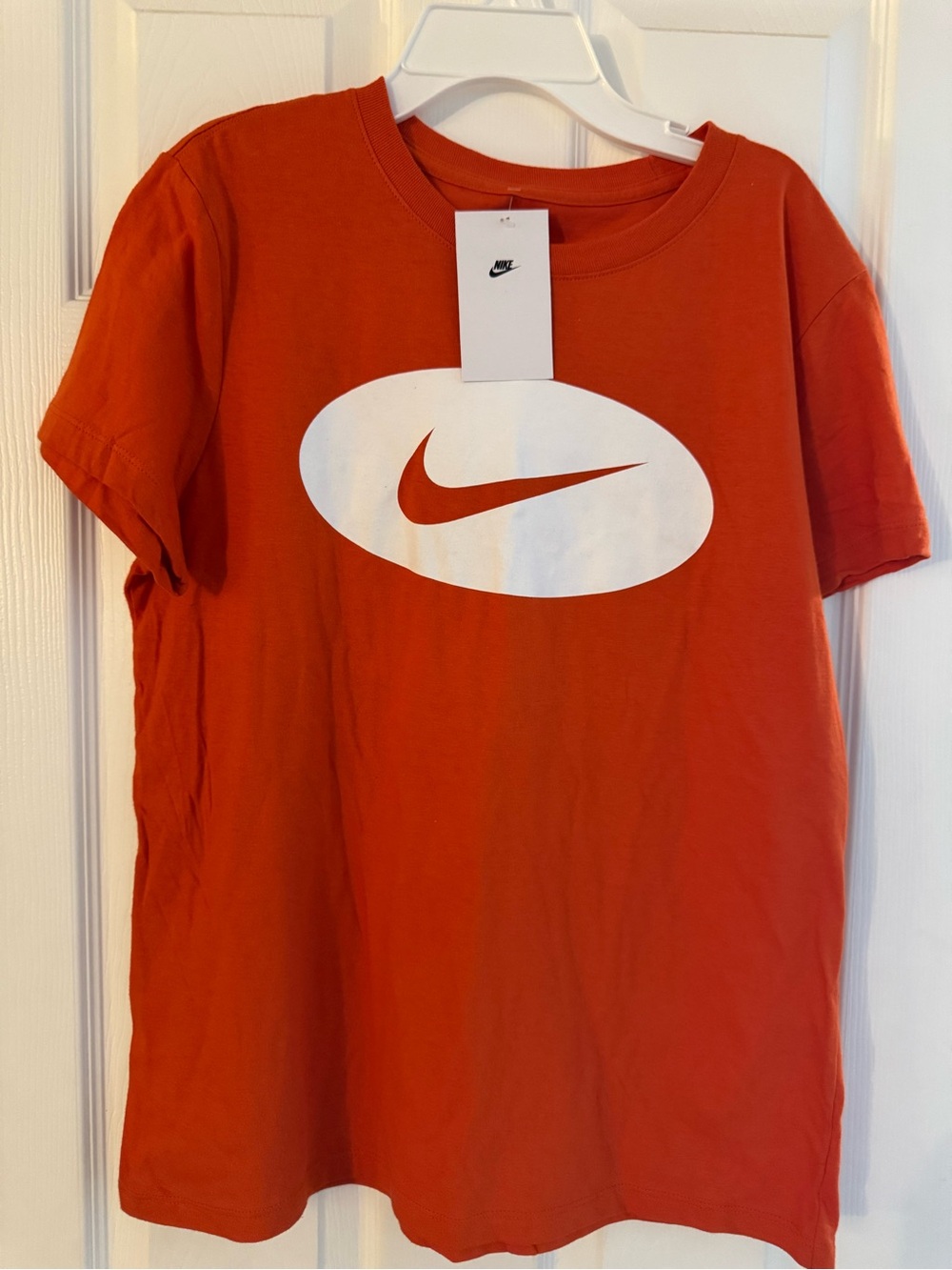 Nike Orange Tee with White Oval Swoosh
